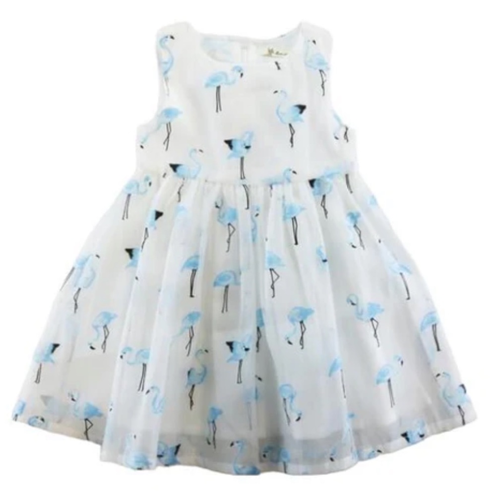 Doe a Dear Bow Back Blue Flamingo Dress